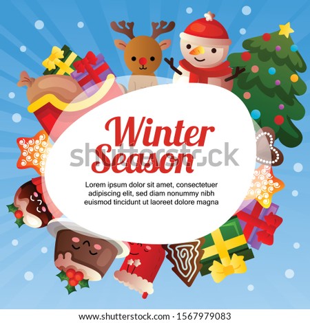 colorful winter season card theme vector illustration