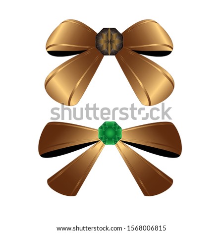 A collection of bow sets with a diamond in the middle. Gold ribbon drawing illustrator 