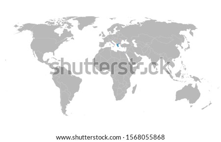 Greece map highlighted blue on world map vector. Gray background. Perfect for business concepts, backgrounds, backdrop, charts and wallpapers.