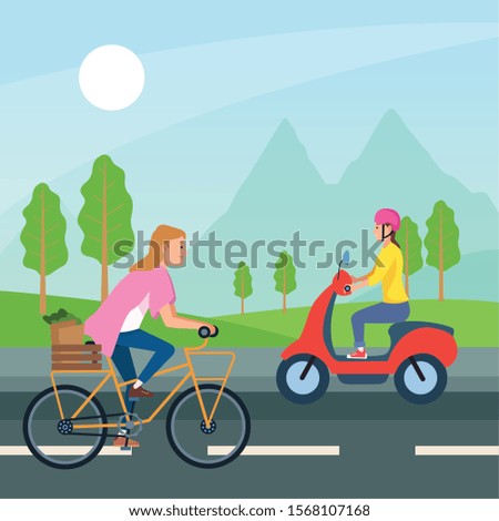 People with vehicles design, transportation drive travel traffic speed road and theme Vector illustration