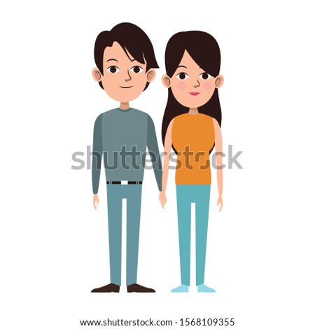 young couple icon over white background, vector illustration