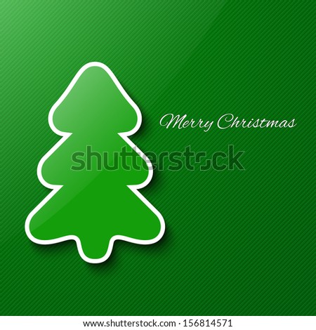 Christmas Tree isolated on green background.Greeting card. Vector illustration