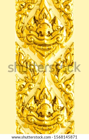 Closeup Thai pattern carving Kanok picture in temple