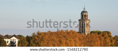 A panoramic view on the city of Deventer in the Netherlands in autumn