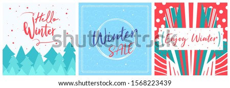 Winter Flyer Banner poster template vector illustration Background greeting card set pack