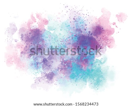 Rainbow splash on a white background. Banner, poster for your graphics. Watercolor abstraction with stains of paint. Vector illustration. EPS 8. Flashy colors. Copy space. Soft and delicate.