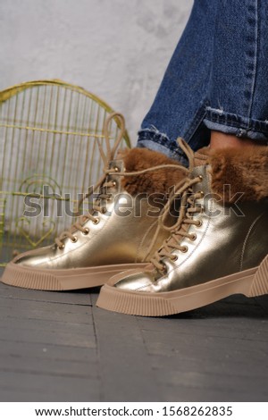 trendy youth stylish winter women's shoes.
