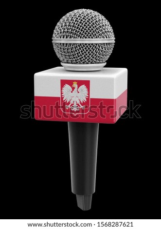 3d illustration. Microphone with Polish flag. Image with clipping path