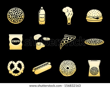 Junkfood Food Icons Gold Icon Set