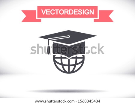 Graduation cap icon in trendy flat style isolated on background. Planet, balloon and hat, logo, user interface. Vector illustration, EPS10.