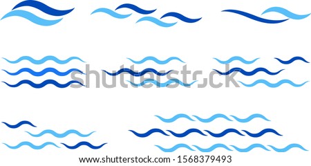 set of Water wave icon, sign