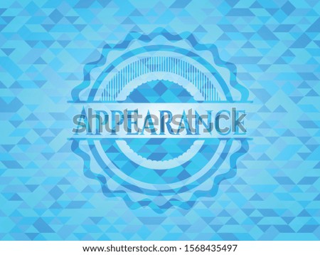Appearance light blue emblem with mosaic background