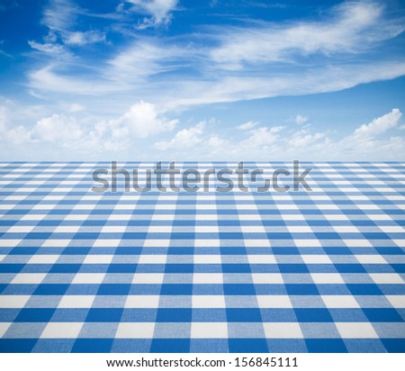 blue tablecloth backgound  with sky Royalty-Free Stock Photo #156845111