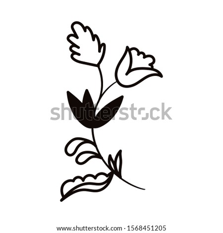 flowers and leafs garden icon vector illustration design