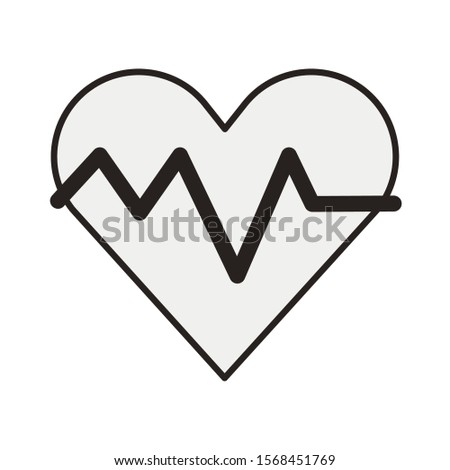 medical heart cardiology pulse flat icon vector illustration design
