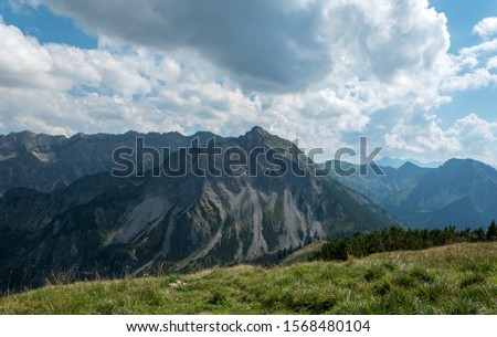Bavarian Mountains and view to the Nebelhorn.