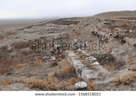 Historical ancient Frig city. Gordion ancient city ruins for Phrygians and Phrygia.