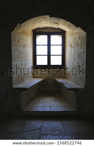 view on window of old castle