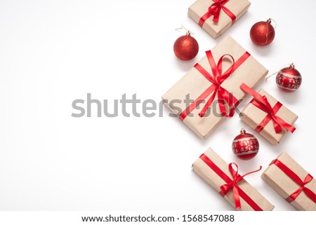 New year's text background is decorated with gift boxes with copy space