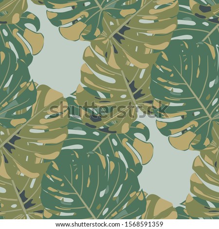 Seamless Pattern with Australian Jungle. Modern Colorful Texture with Tropical Leaves for Fabric, Textile, Linen. Vector Tropical Pattern.