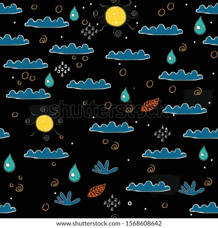 Seamless Pattern with Clouds. Scandinavian Style. Vector Illustration