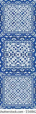 Ethnic ceramic tile in portuguese azulejo. Graphic design. Vector seamless pattern elements. vintage ornament for surface texture, towels, pillows, wallpaper, print, web background.