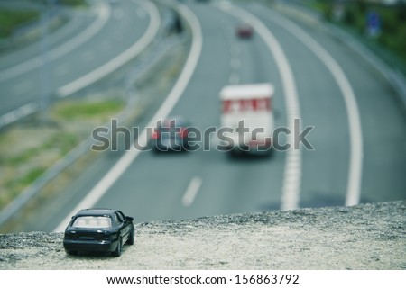 perspective of the car on the highway