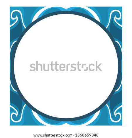 Vector Design of a Blue Wave Box Frame with a Natural Theme
