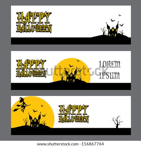 vector halloween banner set for web header design. halloween design template