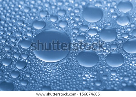 raindrops lotus effect on blue background
