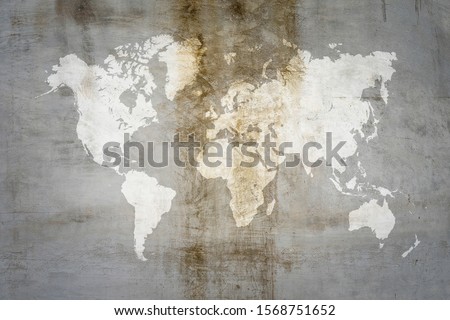 Concrete plaster cement polishing loft style wall or floor texture abstract texture surface background use for background with world map Royalty-Free Stock Photo #1568751652