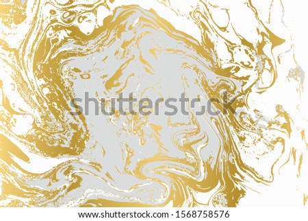 Gray and gold agate ripple pattern. Pale beautiful marble background.