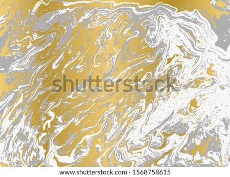 Gray and gold agate ripple pattern. Pale beautiful marble background.