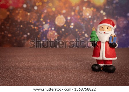 Merry Christmas 2020. Happy New Year 2020. Santa Claus doll and Christmas elements decoration. copy space