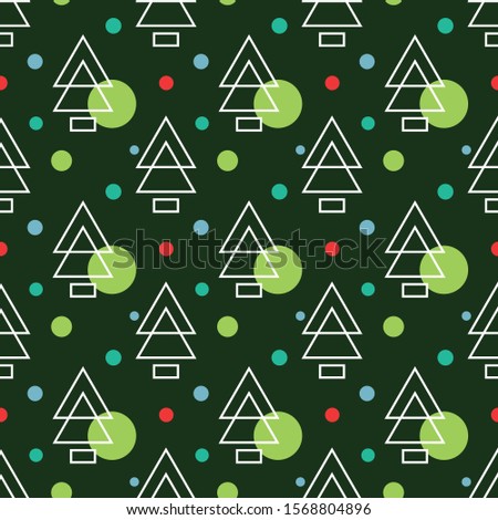 Simple pine christmas pattern vector illustrations