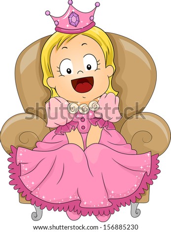 Illustration of a Cute Little Girl Dressed in a Princess Costume