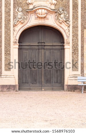 Round wooden door from a castle