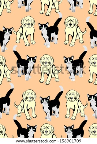 Seamless pattern. Cats and dogs. Can be used for textile, website background, book cover, packaging.