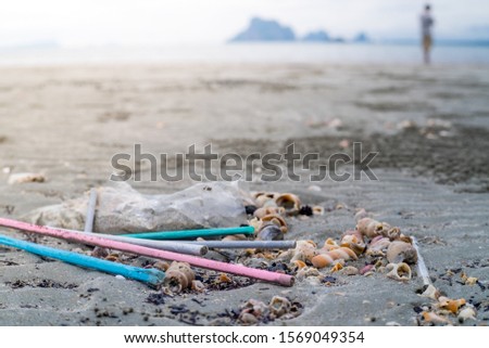 Stop using Plastic straws, Stop plastic pollution on sea, the refusal of disposable plastic drinking straws.
