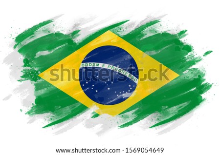 Brazilian Flag painted with brush Royalty-Free Stock Photo #1569054649