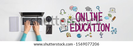 Online education with person using a laptop computer