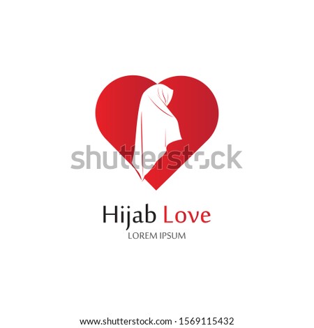 Hijab Love logo vector icon design template-vector
