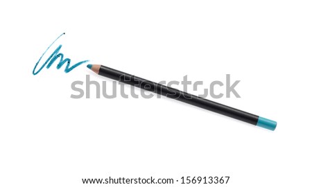 Cosmetic pencil and stroke isolated on white  Royalty-Free Stock Photo #156913367