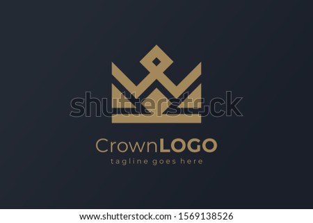Abstract Geometric Crown Logo. Royal King or Queen Symbol. Flat Vector Logo Design Template Element