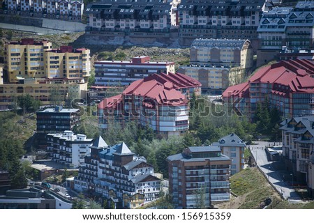 Top view of a town in mountains
