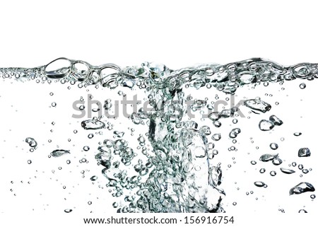 A splash of water,drops and bubbles on a white background. Royalty-Free Stock Photo #156916754