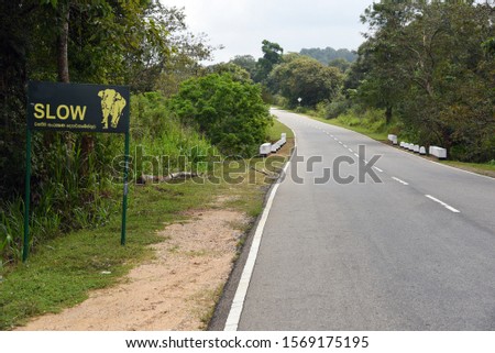 Road sign beware of the elephants,Sri Lanka