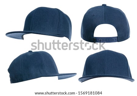 Set of blue cap on white background isolation