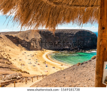 View  on Papagayo beach, Lanzarote, Canary Islands, Spain Royalty-Free Stock Photo #1569181738