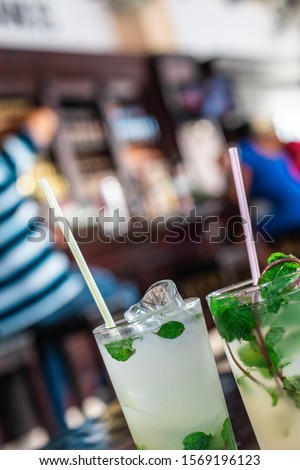 Mojito cocktail in a bar in Cuba / Havana